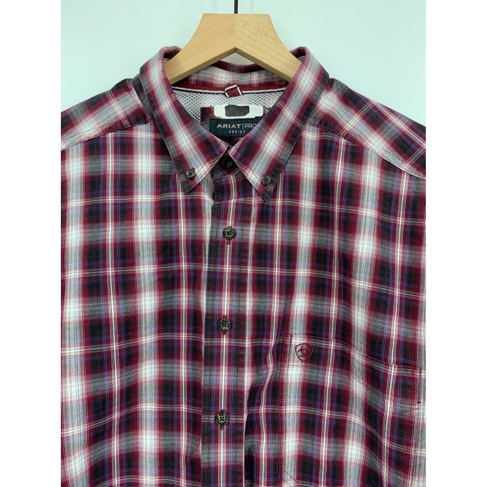 Ariat Pro Series Shirt Mens XXL Tall Red Plaid Button Down Western Long Sleeve